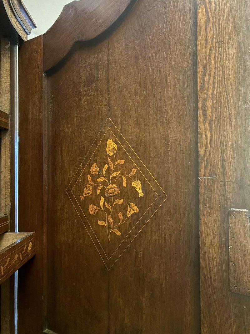 Antique Dutch Marquetry Walnut Linen Press/Cupboard